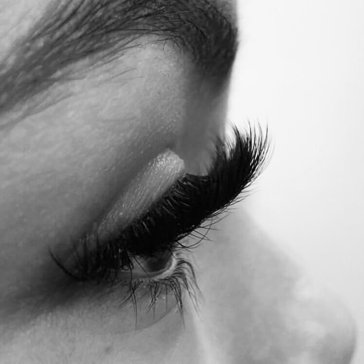 side view of eyelashes