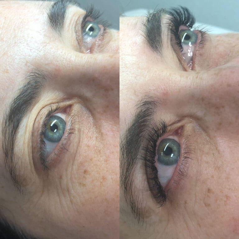 before and after lashes by Andrea Caban