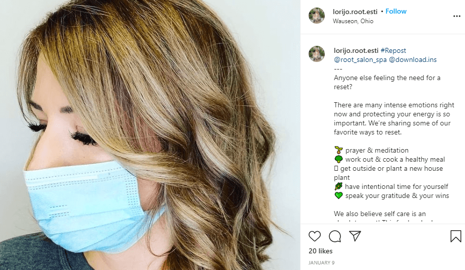 Blond hair girl with eyelash extensions social post